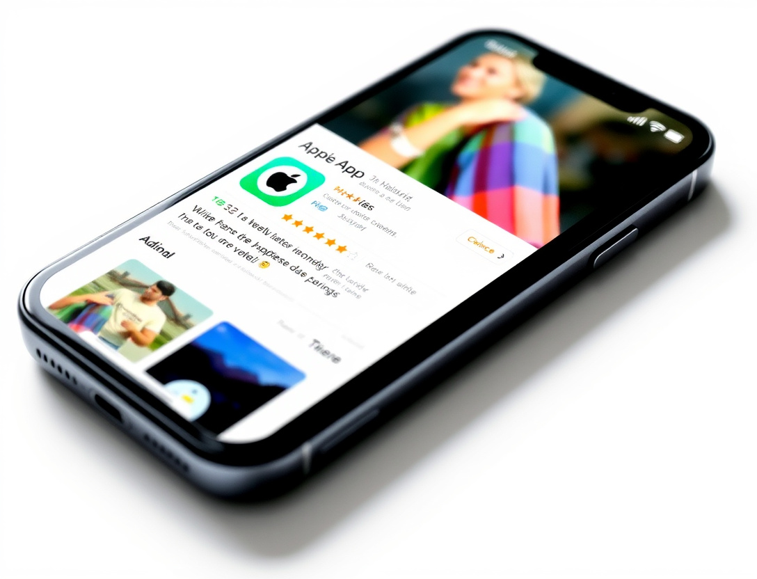 iPhone showing App Store listing with screenshots, ratings, and privacy section